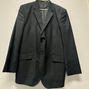 Cubavera Men’s Black‎ Striped Two Button Blazer Suit Jacket Sz 44 X Large